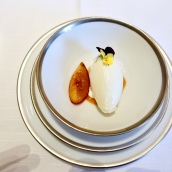 Almond Sorbet, Poached Apricots in Vanilla