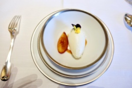 Almond Sorbet, Poached Apricots in Vanilla